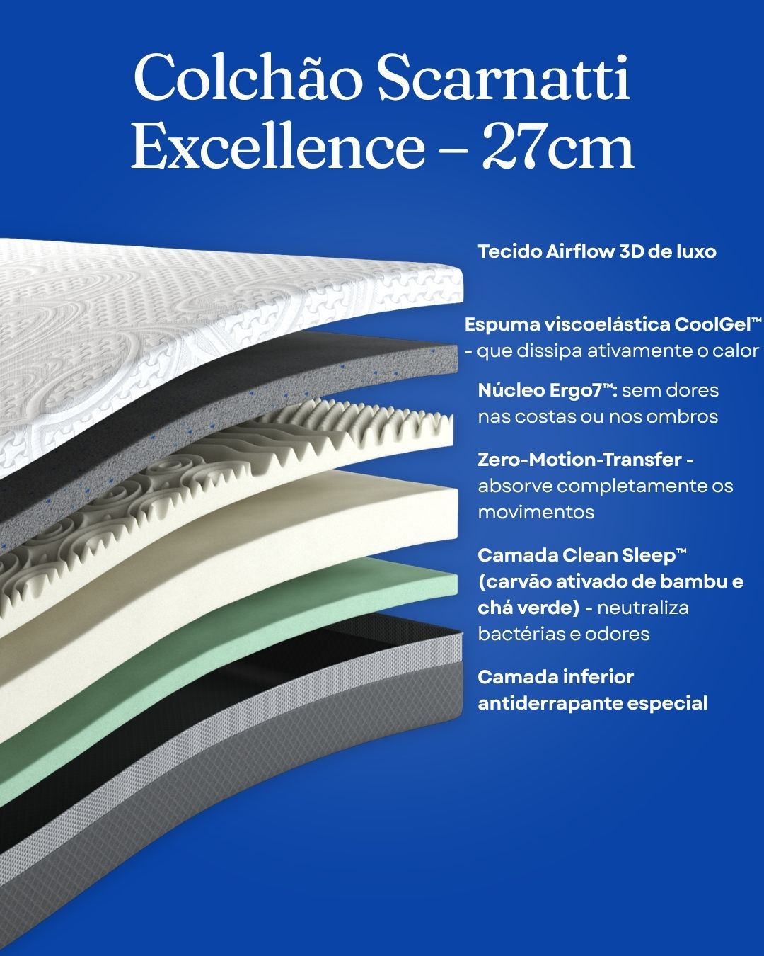 Colchão de Espuma de Memória e Gel Scarnatti Excellence – 27 cm